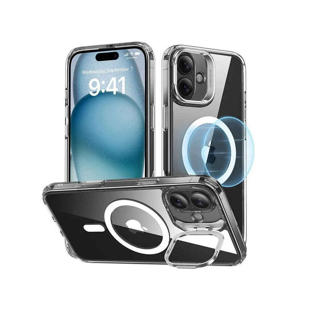 Classic Hybrid (HaloLock) ESR case with stand for iPhone 16 (clear)