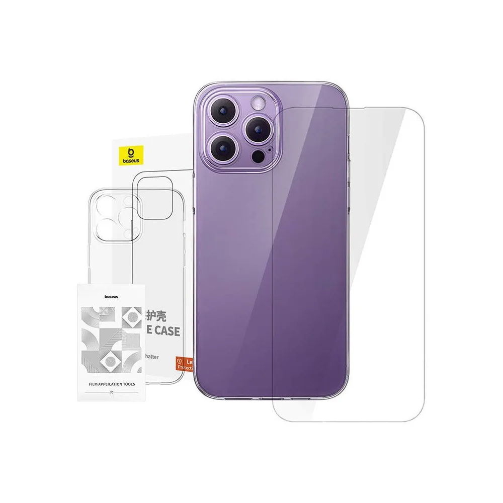 Clear Case Baseus iPhone 14 Pro Max+ tempered glass