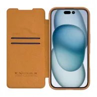 Etui Nillkin Qin Prop piele iPhone 16 (brązowy)
