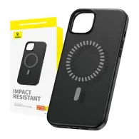 Husă magnetică pentru iPhone 15 Plus Baseus Fauxther Series (negru)
