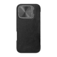 Nillkin Qin Prop Husă din piele pentru iPhone 16 (negru)