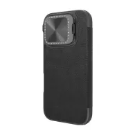 Nillkin Qin Prop Husă din piele pentru iPhone 16 (negru)