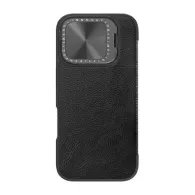 Nillkin Qin Prop Husă din piele pentru iPhone 16 (negru)