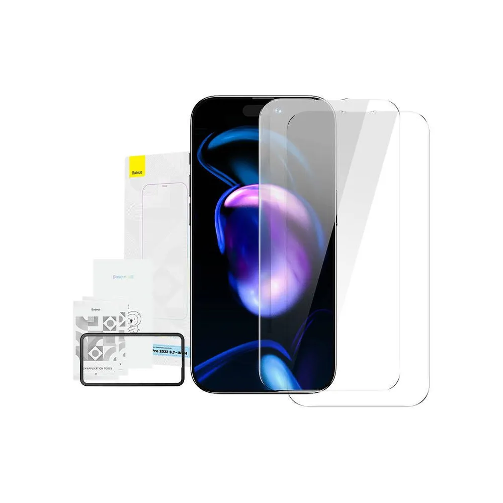 Sticlă temperată Baseus Crystal de 0,3 mm pentru iPhone 14 Pro Max (2 bucăți)