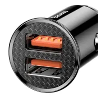 Baseus Circular 2xUSB QC3.0 5A 30W încărcător auto (negru)