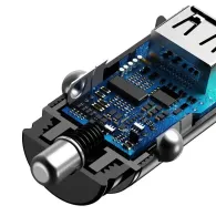Baseus Circular 2xUSB QC3.0 5A 30W încărcător auto (negru)