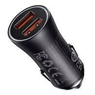 Baseus Golden Contactor Max car charger, 2x USB, 60W (gray)