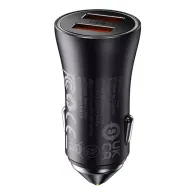 Baseus Golden Contactor Max car charger, 2x USB, 60W (gray)