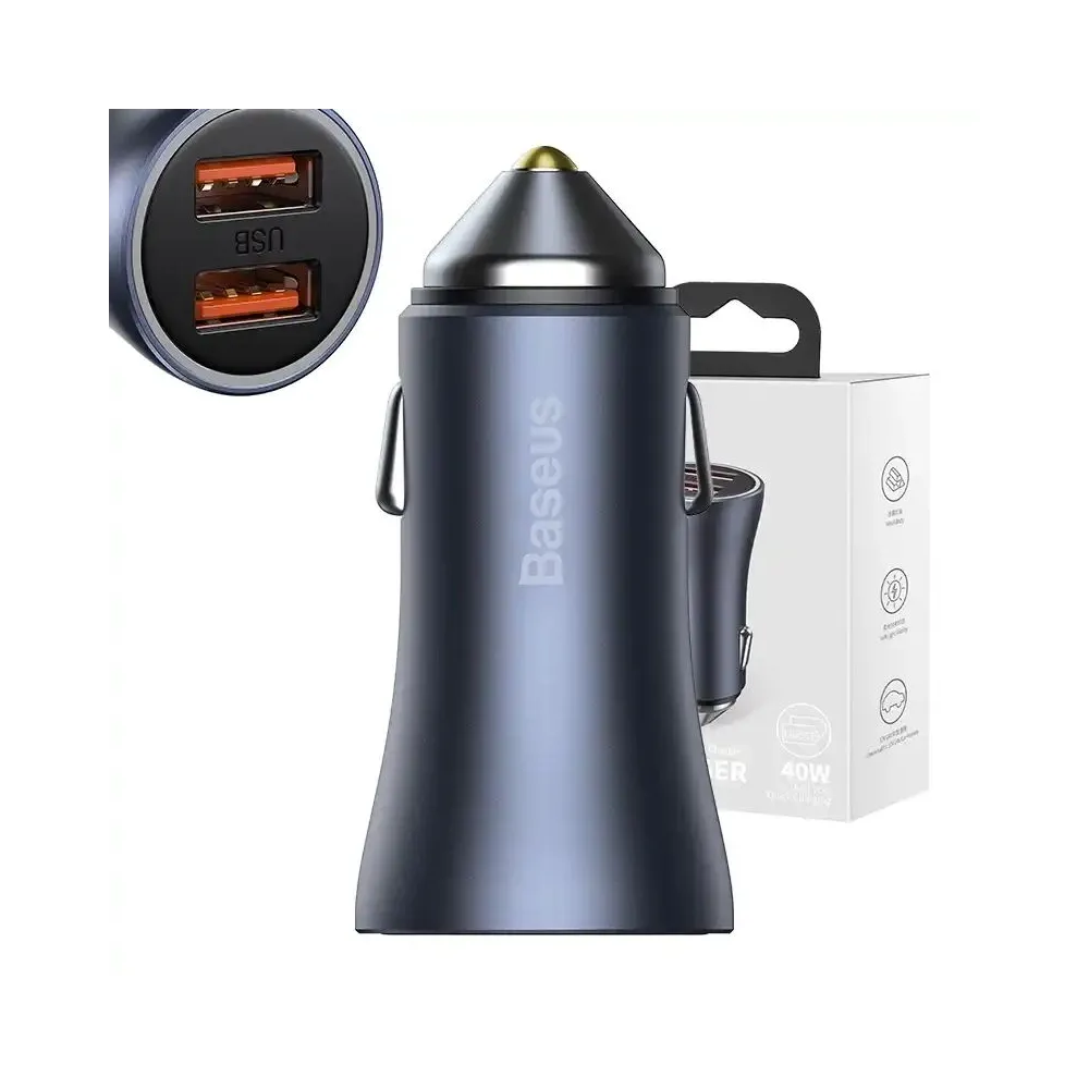 Baseus Golden Contactor Pro încărcător auto, 2x USB, 40W (gri)