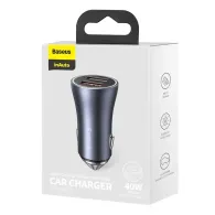 Baseus Golden Contactor Pro încărcător auto, 2x USB, 40W (gri)