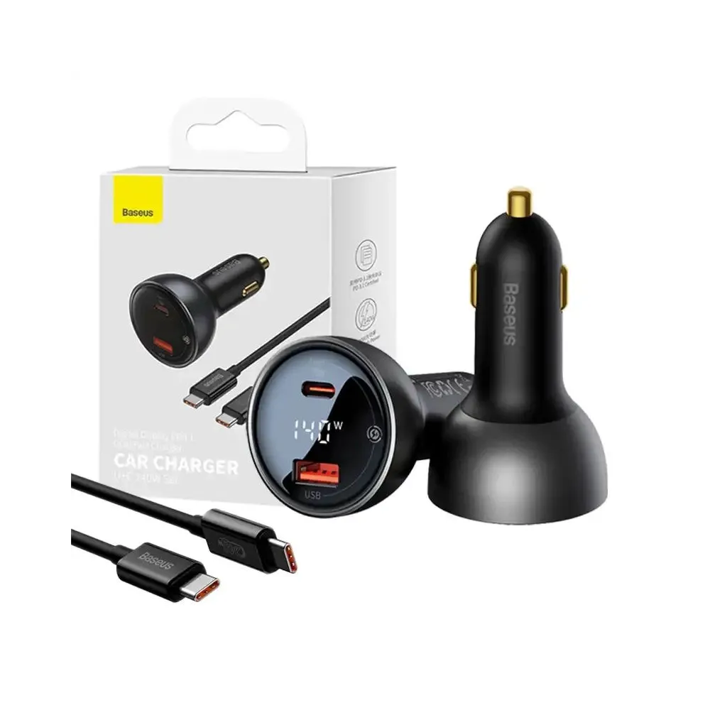 Baseus Superme USB încărcător auto, USB-C, 140W (negru)