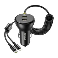 Încărcător auto 60W Baseus USB-C + cablu Lightning (negru)