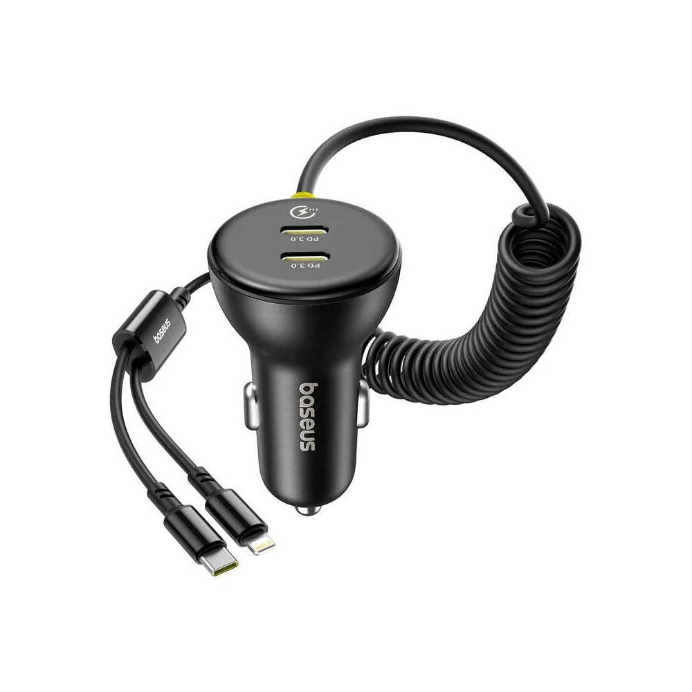 Încărcător auto 60W Baseus USB-C + cablu Lightning (negru)