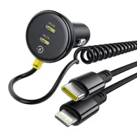 Încărcător auto 60W Baseus USB-C + cablu Lightning (negru)