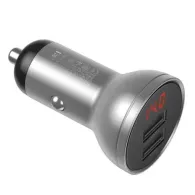 Încărcător auto Baseus cu afișaj, 2x USB, 4.8A, 24W (argintiu)