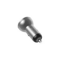 Încărcător auto Baseus cu afișaj, 2x USB, 4.8A, 24W (argintiu)