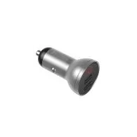 Încărcător auto Baseus cu afișaj, 2x USB, 4.8A, 24W (argintiu)