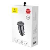 Încărcător auto Baseus Grain 2x USB 5V 3.1A (negru)