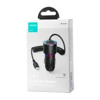 Încărcător auto Joyroom JR-CL25, 2x USB + cablu Lightning (negru)