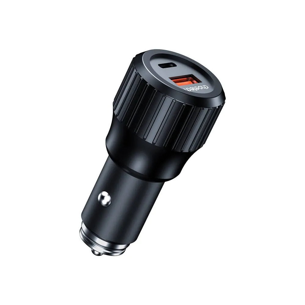 Încărcător auto rapid Choetech 63W Dual USB-C 45w+ USB-A 18w (negru)