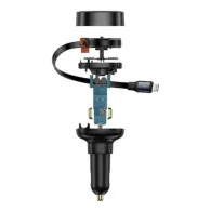 Încărcător de mașină Baseus Enjoyment Pro cu cablu Lightning + USB-C, 55W (negru)