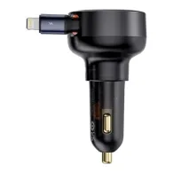 Încărcător de mașină Baseus Enjoyment Pro cu cablu Lightning + USB-C, 55W (negru)