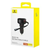 Încărcător de mașină Baseus Enjoyment Pro cu cablu Lightning + USB-C, 55W (negru)
