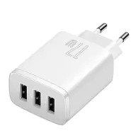 Baseus Încărcător rapid compact, 3x USB, 17W (alb)