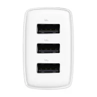 Baseus Încărcător rapid compact, 3x USB, 17W (alb)