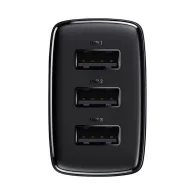 Baseus Încărcător rapid compact, 3x USB, 17W (negru)