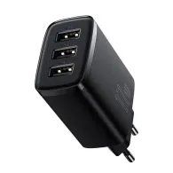 Baseus Încărcător rapid compact, 3x USB, 17W (negru)