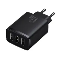 Baseus Încărcător rapid compact, 3x USB, 17W (negru)