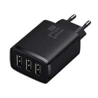 Baseus Încărcător rapid compact, 3x USB, 17W (negru)