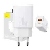 Baseus Încărcător rapid compact, USB, USB-C, 20W (alb)