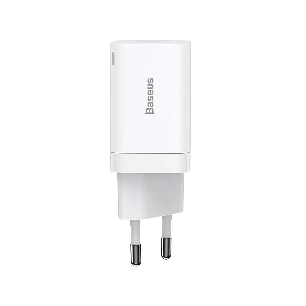 Baseus Super Si Pro Quick Charger USB + USB-C 30W încărcător de rețea (alb)