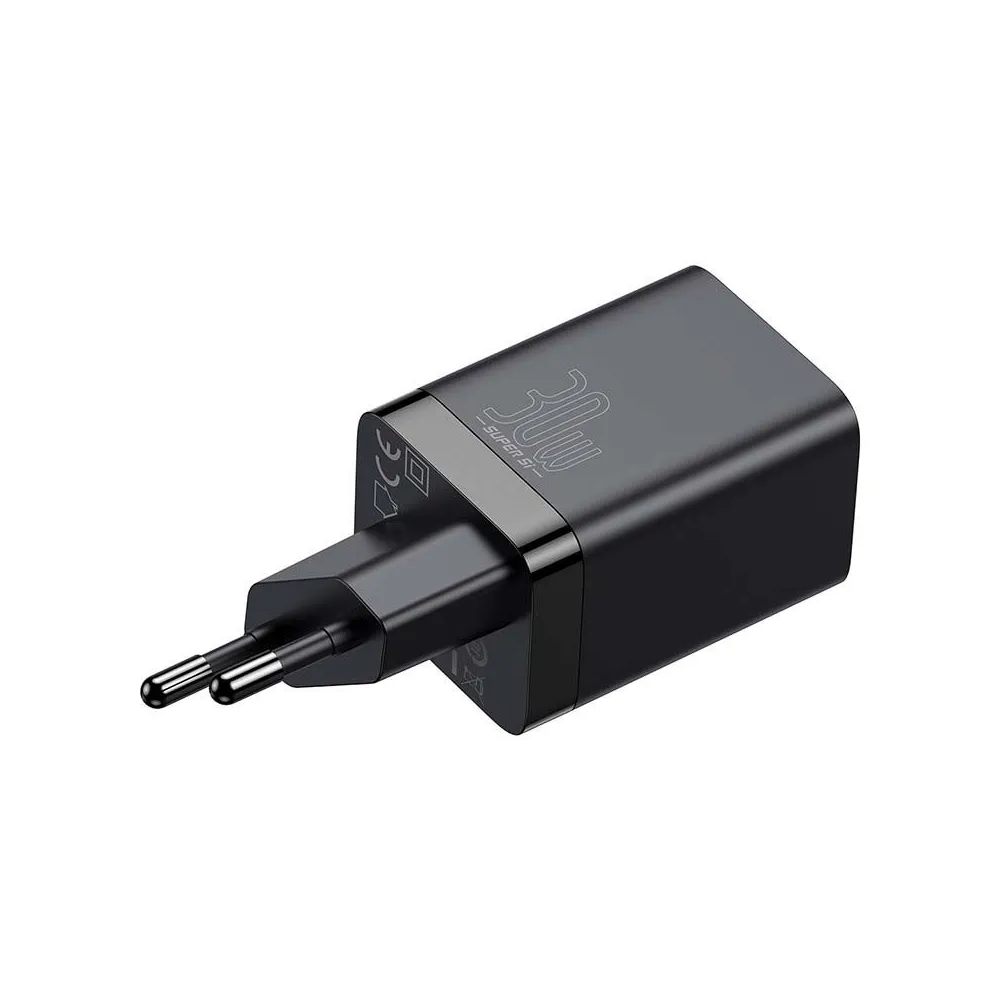 Baseus Super Si Pro Quick Charger USB + USB-C 30W încărcător de rețea (negru)
