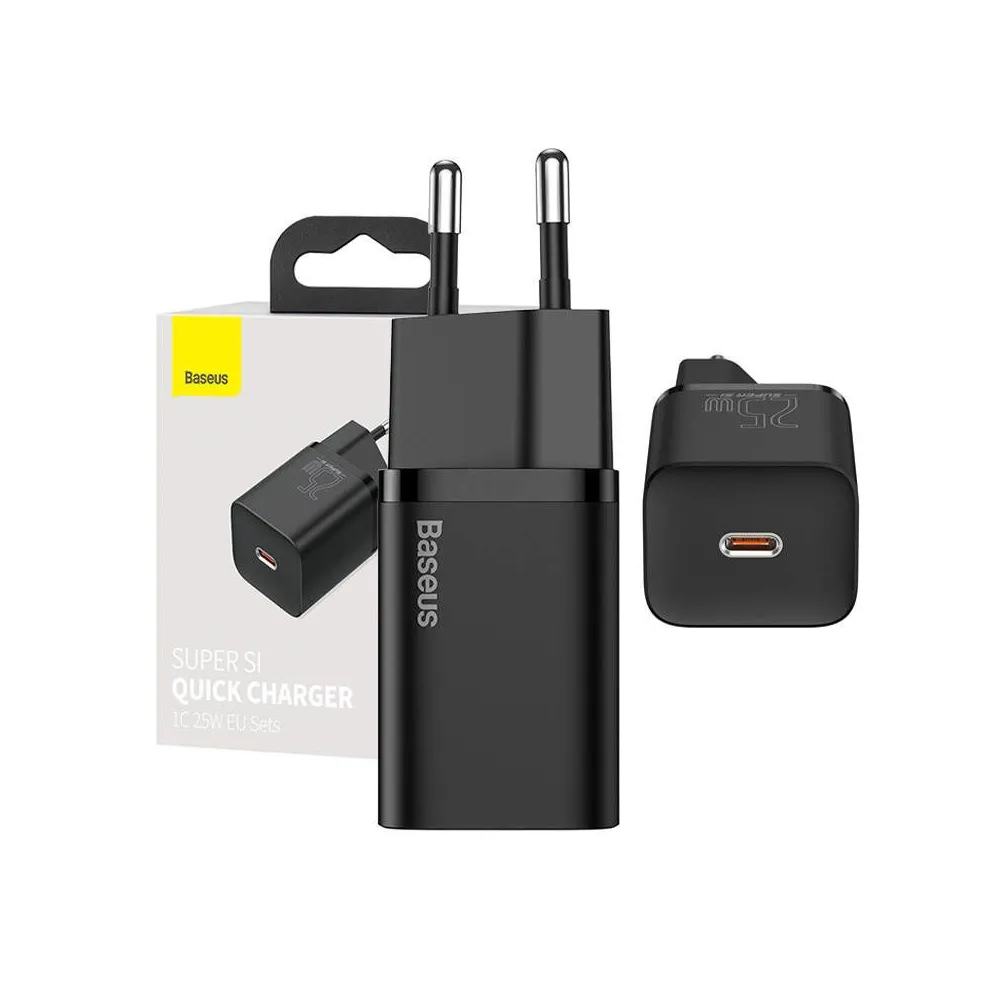Baseus Super Si Quick Charger 1C 25W încărcător de rețea (negru)