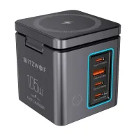 Blitzwolf BW-i113 GaN, USB-A, 3xUSB-C, încărcător de rețea 105W