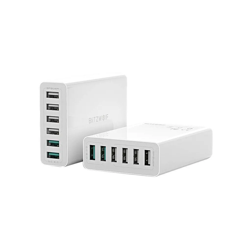 Blitzwolf BW-S15 6x încărcător USB, QC 3.0, 60W (alb)