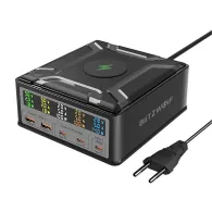 Blitzwolf BW-S28 260W, 2xUSB-A, 3xUSB-C, 15W încărcător wireless (negru)