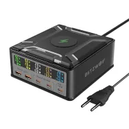 Blitzwolf BW-S28 260W, 2xUSB-A, 3xUSB-C, 15W încărcător wireless (negru)
