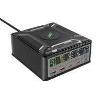 Blitzwolf BW-S28 260W, 2xUSB-A, 3xUSB-C, 15W încărcător wireless (negru)