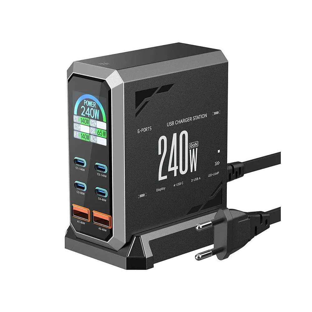 Blitzwolf BW-S31 2xUSB-A, 4xUSB-C, PD, încărcător de rețea 240W.