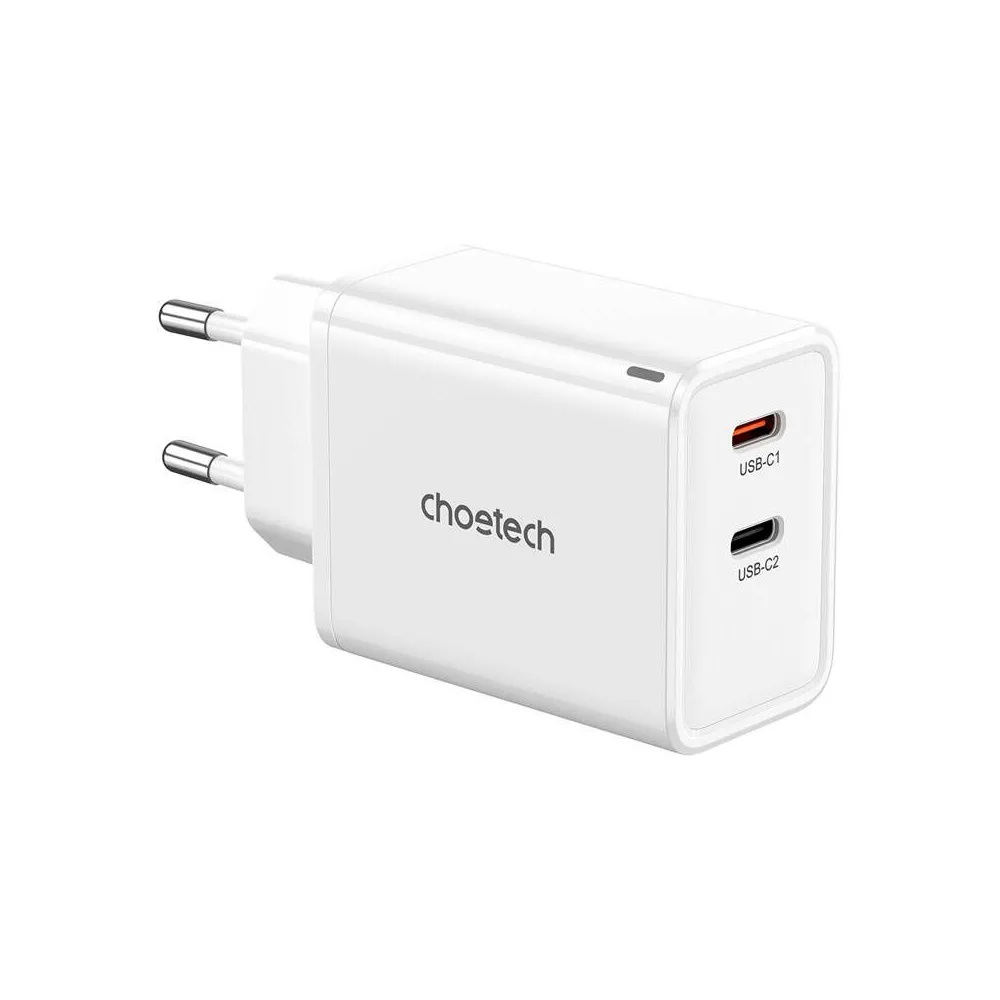 Choetech PD6013, GaN, 2x USB-C, încărcător de rețea PD65W (alb)