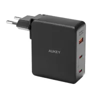 Încărcător de perete Aukey PA-B7O, 1xUSB-A, 2xUSB-C, 140W GaN (negru)