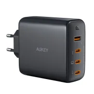 Încărcător de perete Aukey PA-B7S, 1xUSB-A, 3xUSB-C, 100W GaN (negru)