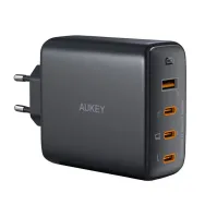 Încărcător de perete Aukey PA-B7S, 1xUSB-A, 3xUSB-C, 100W GaN (negru)