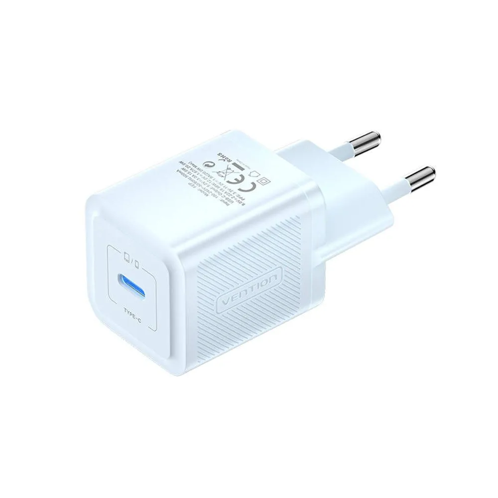 Încărcător de perete, Vention, FEPL0-EU, USB-C, 20W, GaN (albastru)