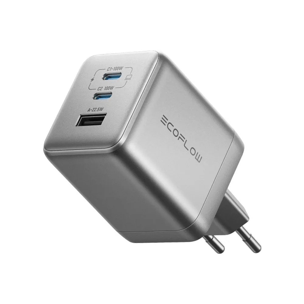 Încărcător de rețea EcoFlow RAPID Pro 100W, 2xUSB-C, 1xUSB-A, GaN