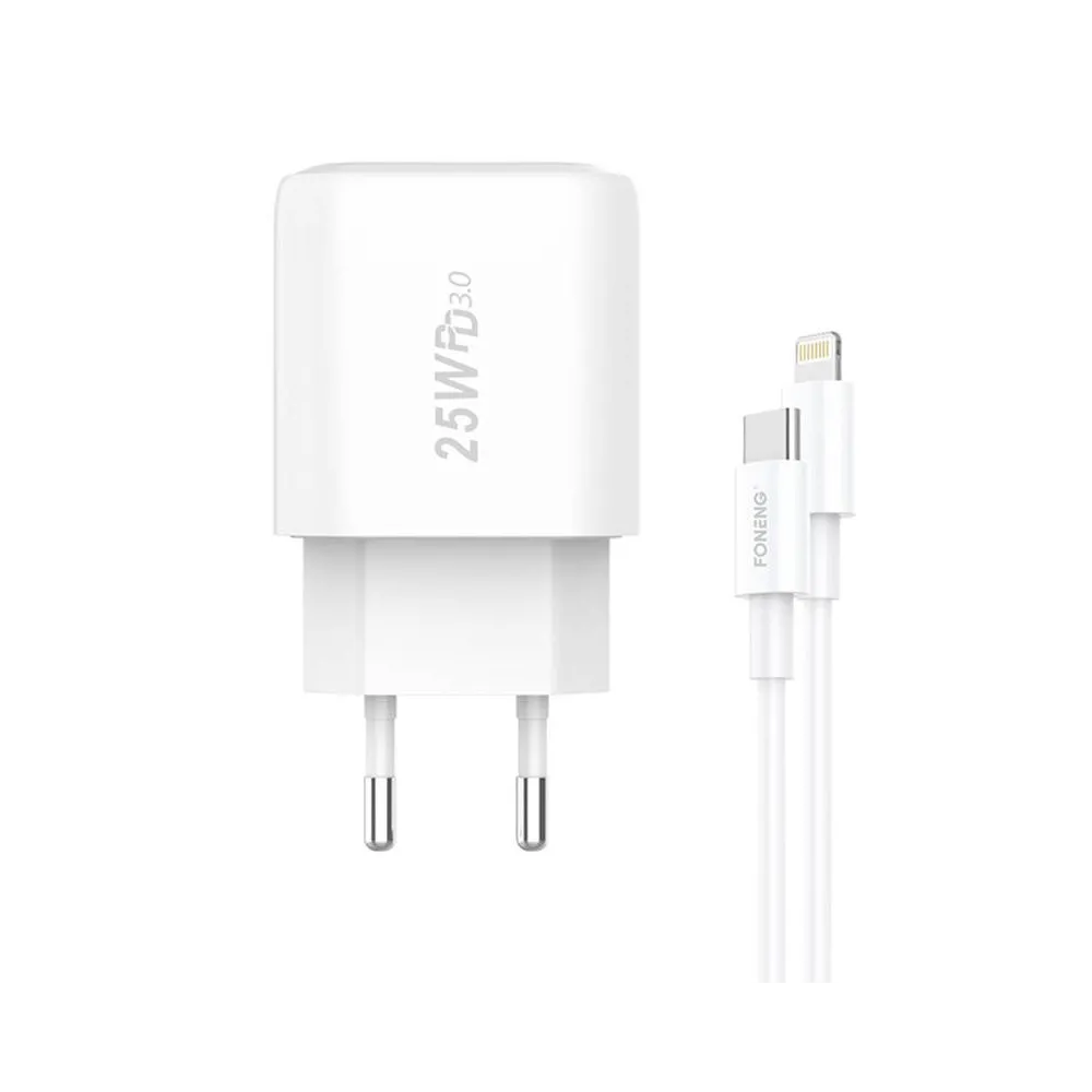 Încărcător de rețea Foneng EU40 + cablu Type-C la Lightning 25W